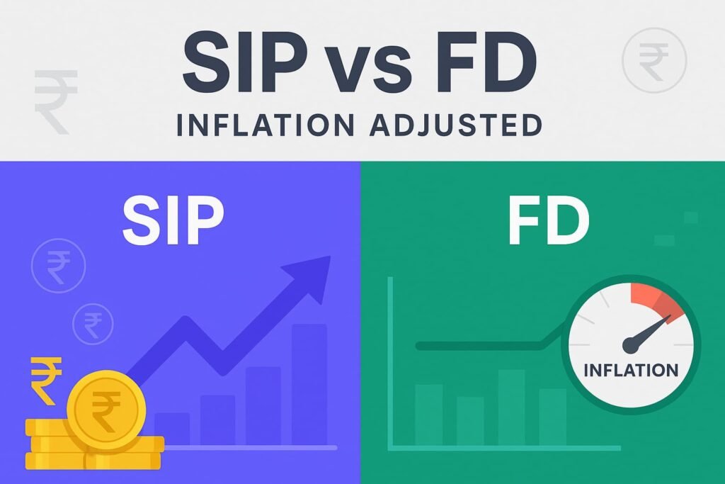 SIP vs FD real vs nominal returns chart
